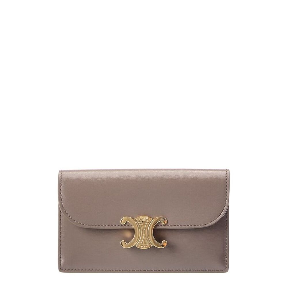 Celine Triomphe Long Leather Card Holder, Grey